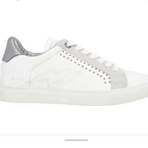 Zadig & Voltaire 1747 low white and grey leather sneaker size 38.  Excellent